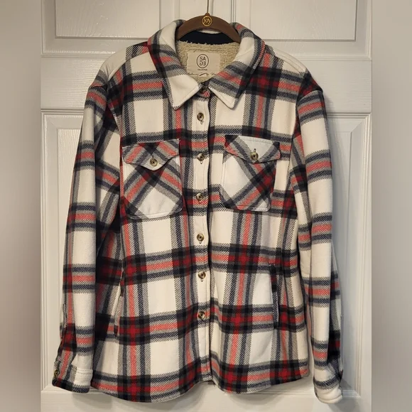 Sage Collective Red and Tan Shacket Size XL - Picture 3 of 9